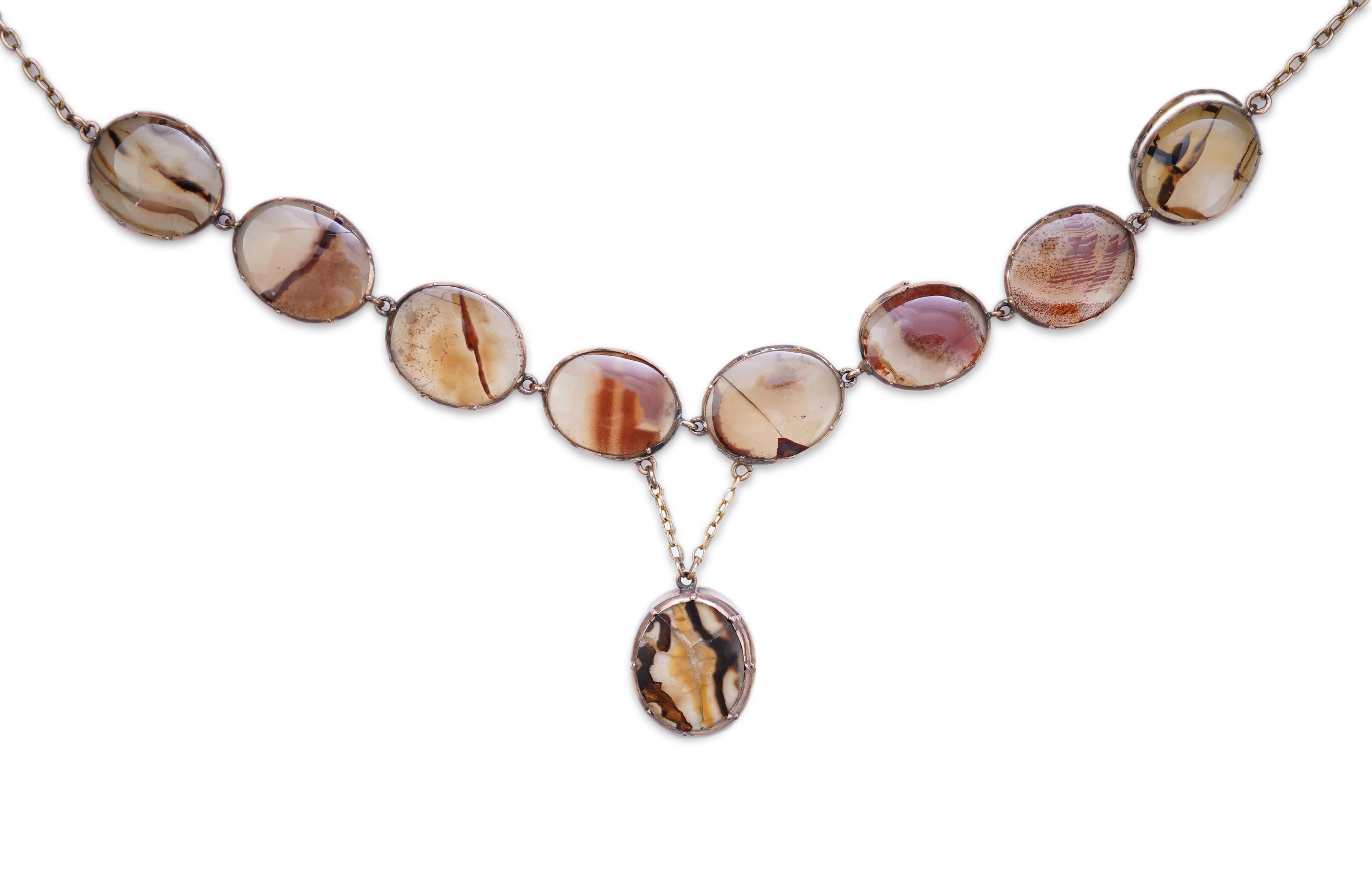 A Georgian agate necklace, early 19th century and later